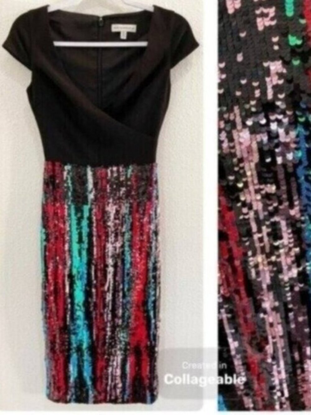 Dress The Population Sequin Feminine Midi Dress Party Contemporary Colorful